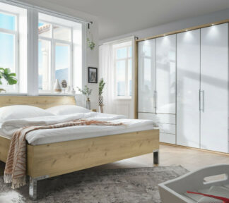 Csm Loft Schlafzimmer modern Bianco Eiche Nachbildung Glas weiss mit Schubkaesten 247130e16b